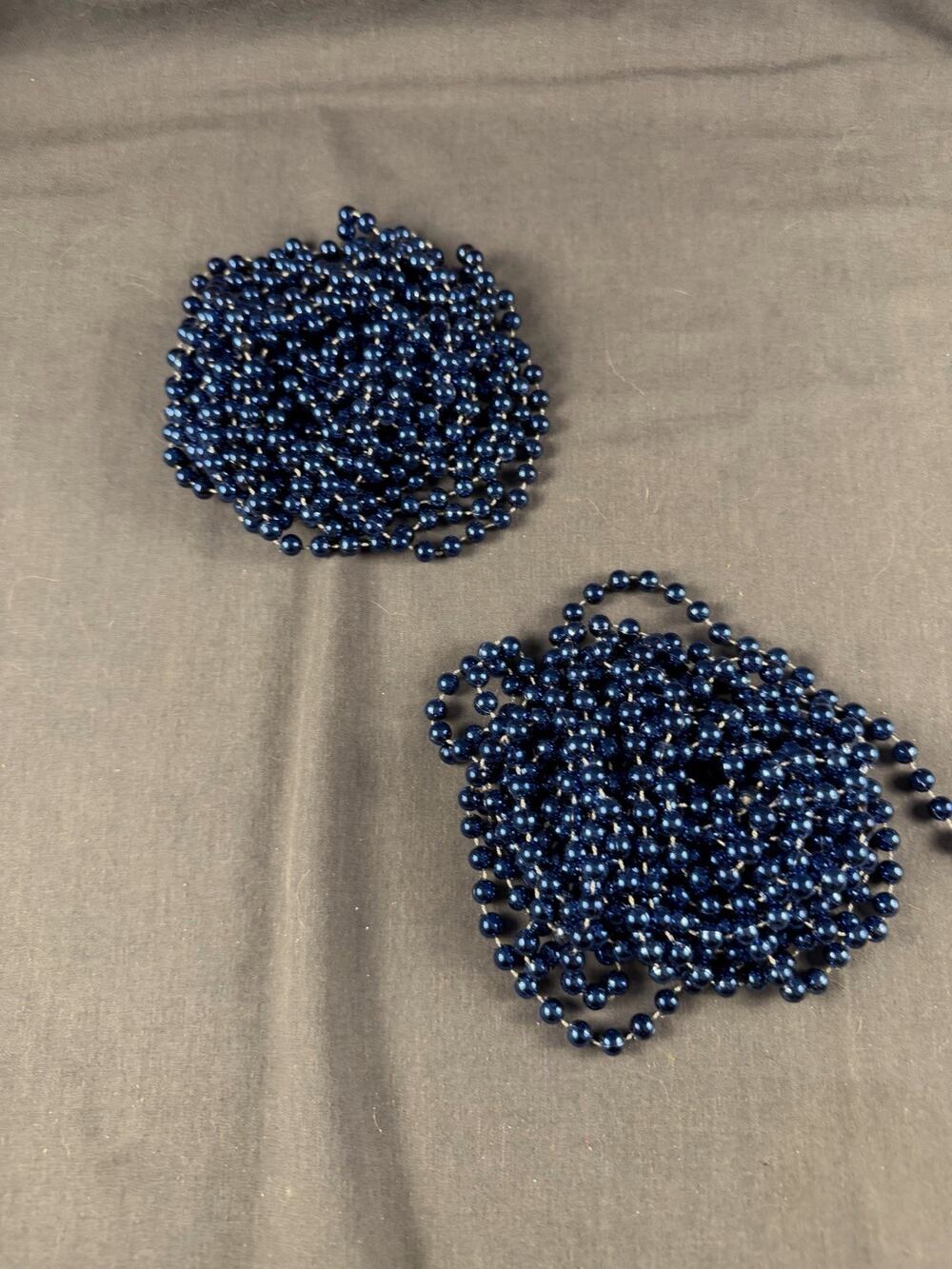 2 Strands Vintage Blue Bead Christmas Tree Garland 18 Feet Each/ 36 Total